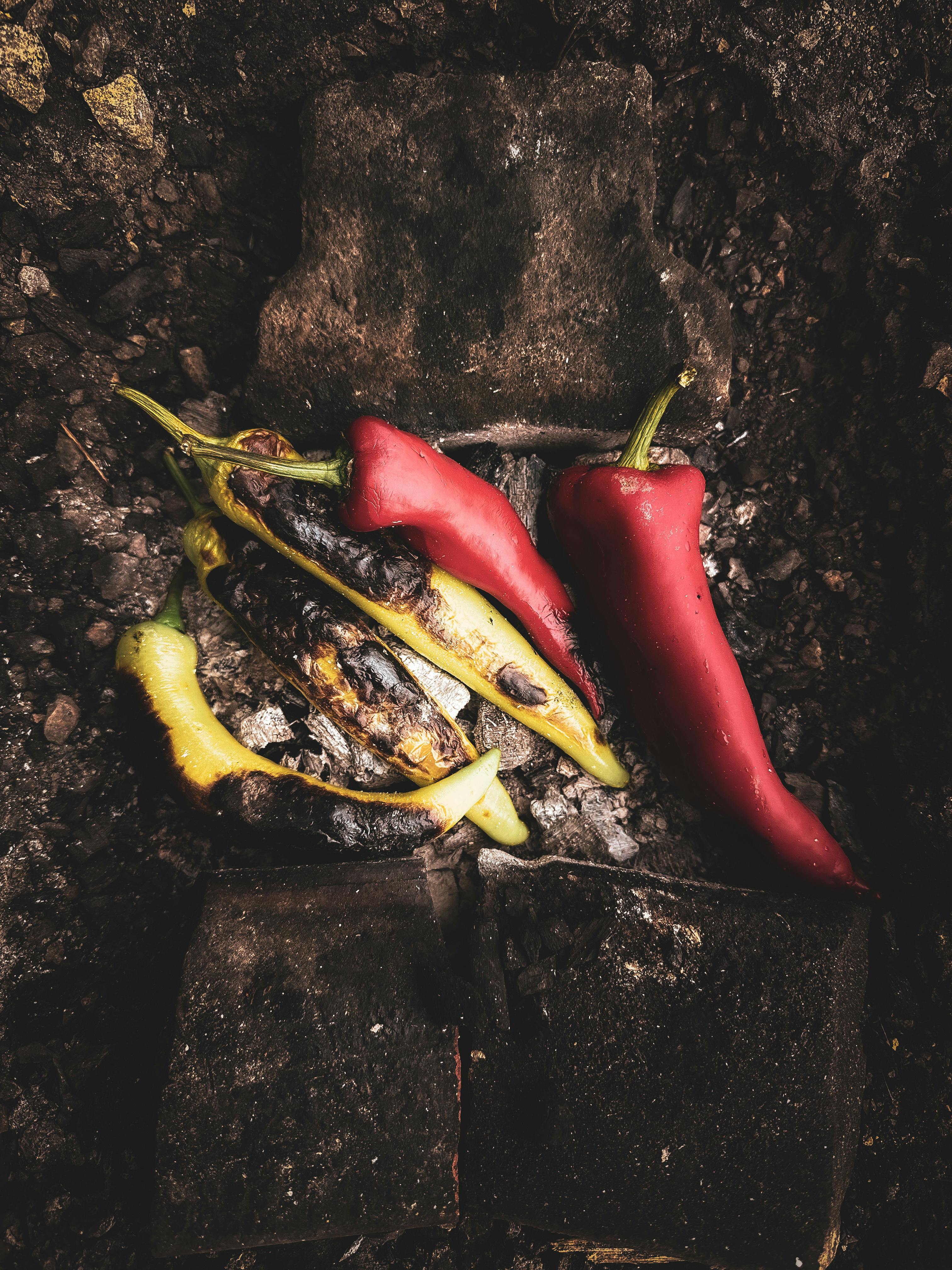Chiles over open fire